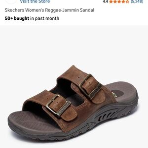 Skechers Women's Brown Dual-Buckle Slide Sandal